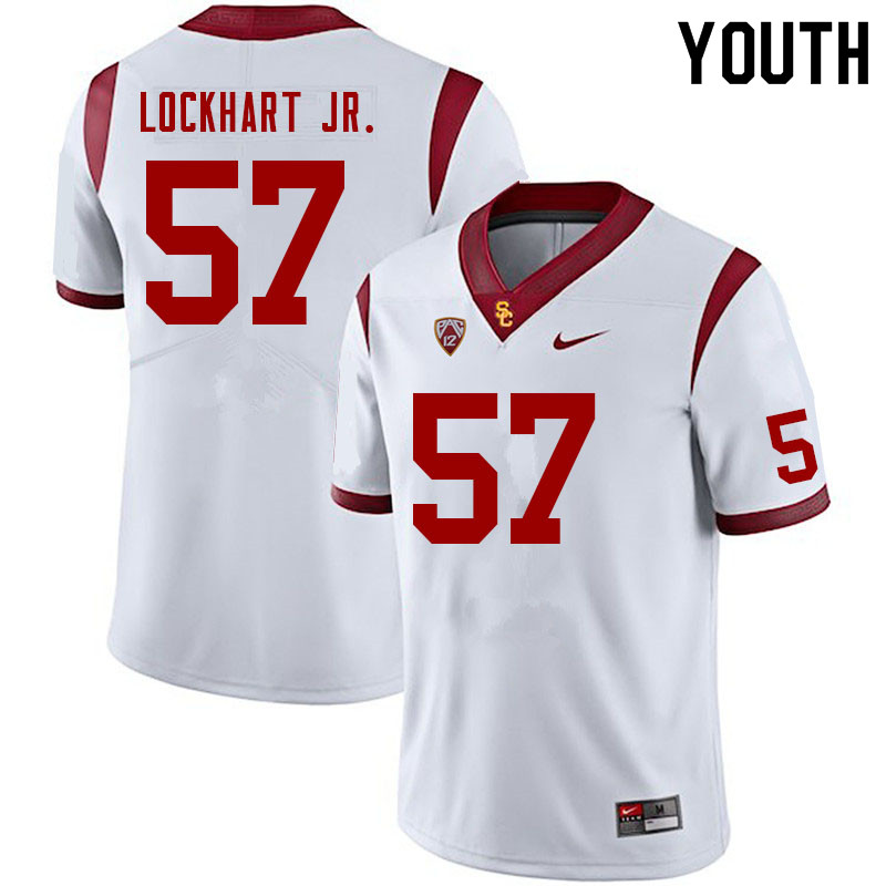 Youth #57 Danny Lockhart Jr. USC Trojans College Football Jerseys Sale-White - Click Image to Close